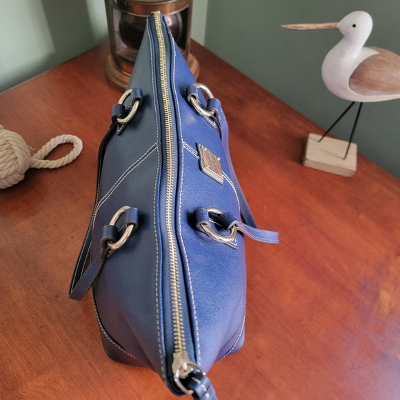 Dooney & Bourke Blue Saffiano Leather Top Zip Tote Bag Purse - Picture 9 of 16